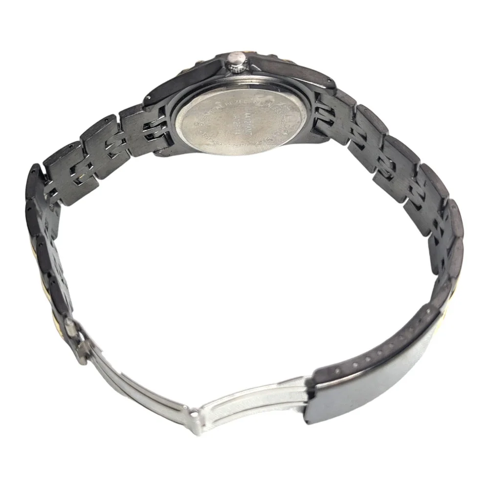 Two Tone Gray Face Silver Dial Men's Quartz Movement‎ Stainless Steel Wristwatch